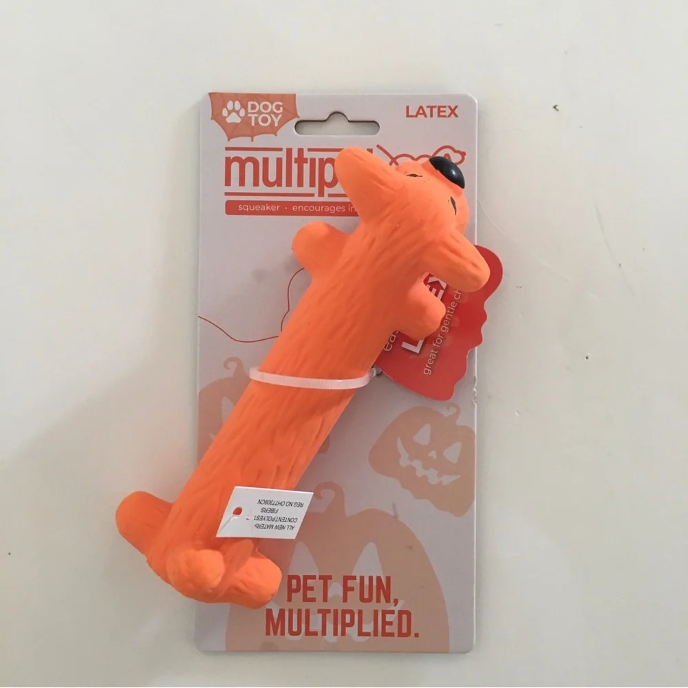 6” Dog Toy Latex Squeaker Orange Dog by Multipet